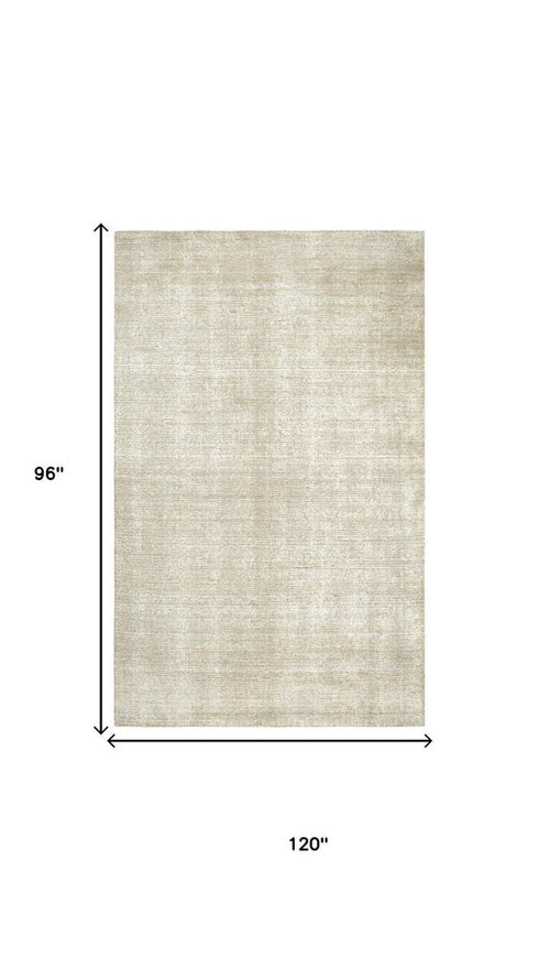 8' X 10' Beige And Ivory Wool Hand Loomed Area Rug