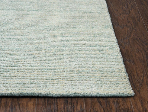 8' X 10' Aqua Green Silver And Ivory Wool Hand Loomed Area Rug