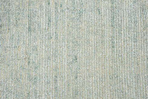 8' X 10' Aqua Green Silver And Ivory Wool Hand Loomed Area Rug