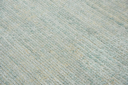 8' X 10' Aqua Green Silver And Ivory Wool Hand Loomed Area Rug