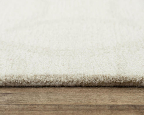 5' X 8' Ivory And Beige Wool Geometric Hand Tufted Area Rug