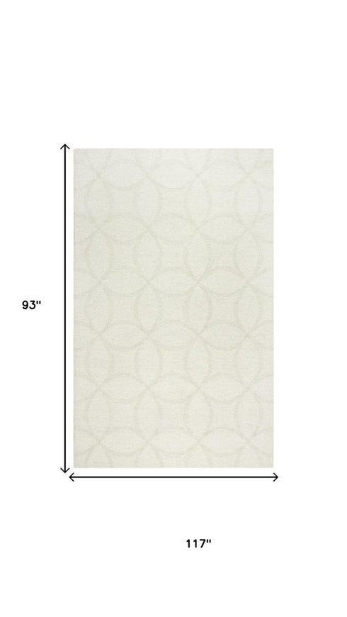 8' X 10' Ivory And Beige Wool Geometric Hand Tufted Area Rug