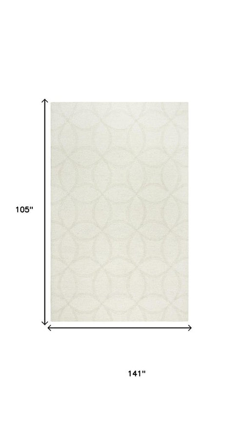 9' X 12' Ivory And Beige Wool Geometric Hand Tufted Area Rug