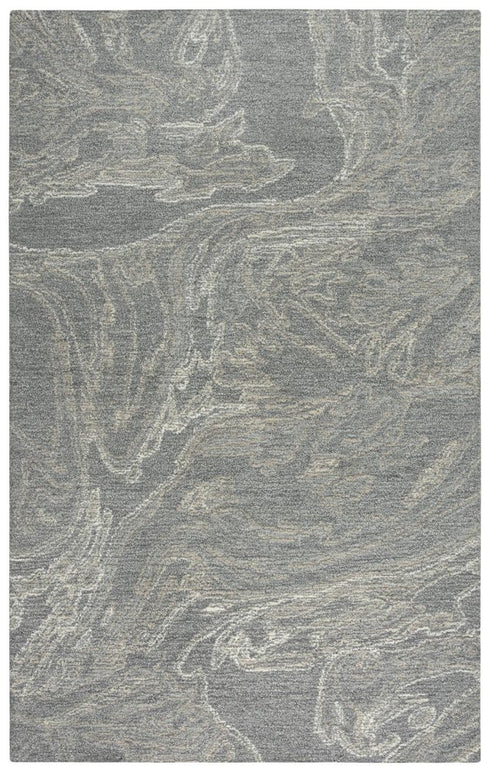 8' X 10' Gray Beige And Ivory Wool Abstract Hand Tufted Area Rug