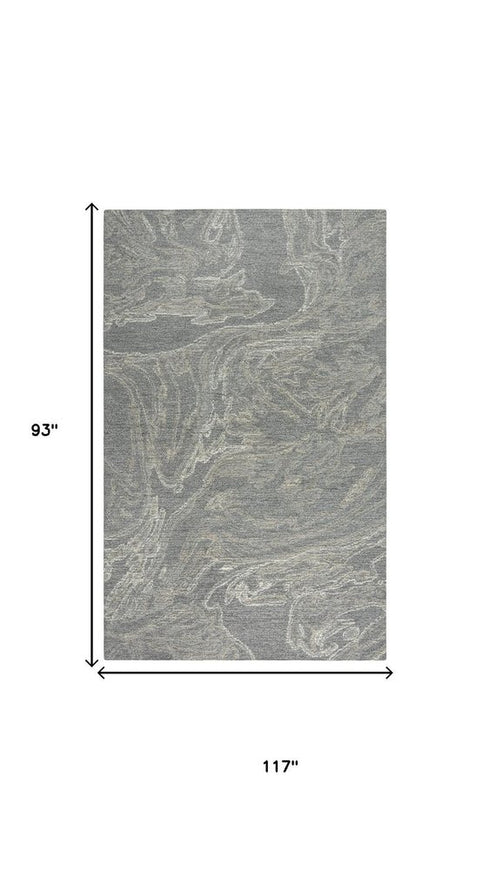 8' X 10' Gray Beige And Ivory Wool Abstract Hand Tufted Area Rug