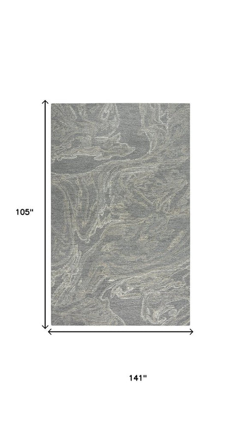 9' X 12' Gray Beige And Ivory Wool Abstract Hand Tufted Area Rug