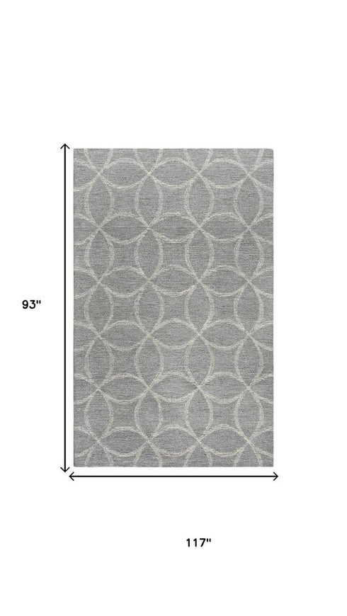8' X 10' Gray And Light Gray Wool Trellis Hand Tufted Area Rug