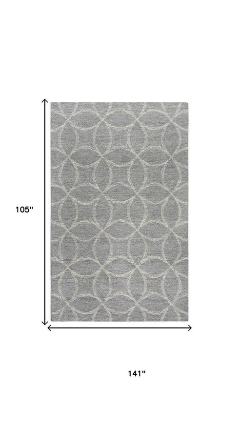 9' X 12' Gray And Light Gray Wool Trellis Hand Tufted Area Rug