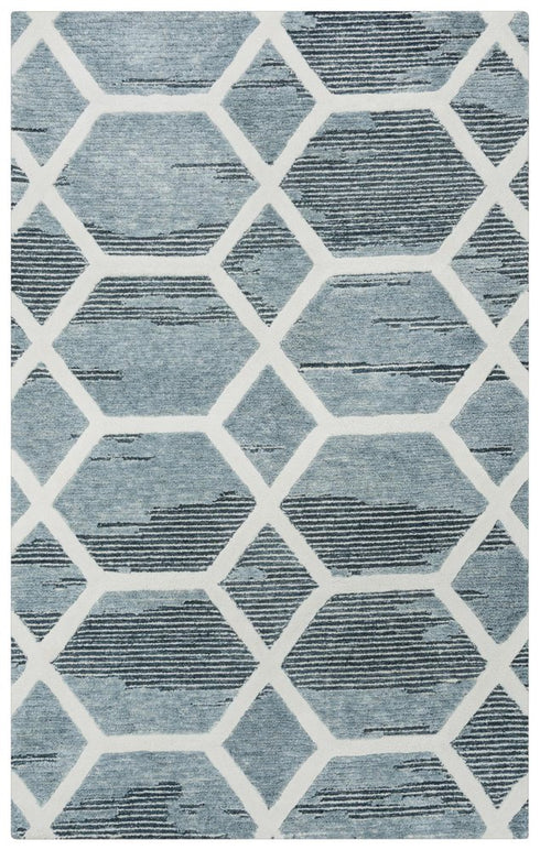 5' X 8' Charcoal And Ivory Geometric Hand Tufted Area Rug