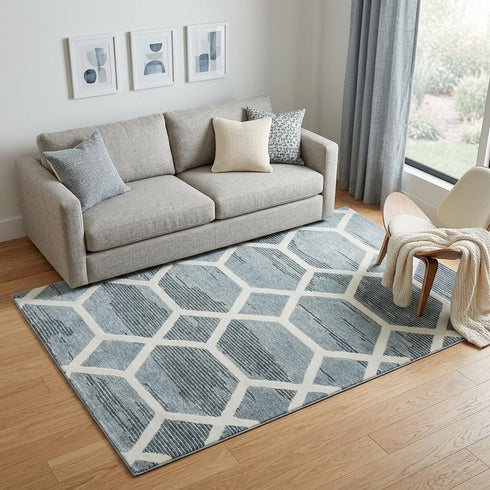 5' X 8' Charcoal And Ivory Geometric Hand Tufted Area Rug