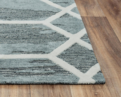 9' X 12' Charcoal And Ivory Geometric Hand Tufted Area Rug