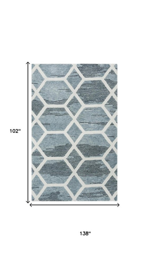 9' X 12' Charcoal And Ivory Geometric Hand Tufted Area Rug