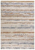 5' X 8' Terra Cotta And Blue Striped Area Rug