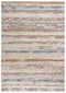 9' X 12' Terra Cotta And Blue Striped Area Rug