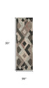 8' Natural Brown Beige Charcoal And Gray Wool Geometric Hand Tufted Area Rug