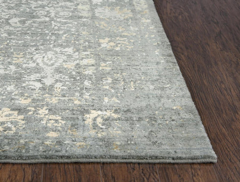 8' Gray Beige And Ivory New Zealand Lambs Wool Oriental Hand Carved Handmade Area Rug