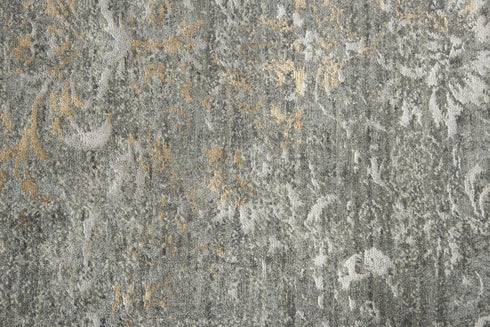 9' X 12' Gray Beige And Ivory New Zealand Lambs Wool Oriental Hand Carved Handmade Area Rug