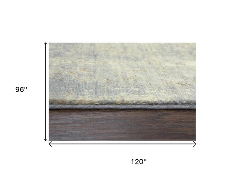 8' X 10' Beige Gray And Ivory New Zealand Lambs Wool Oriental Hand Carved Handmade Area Rug