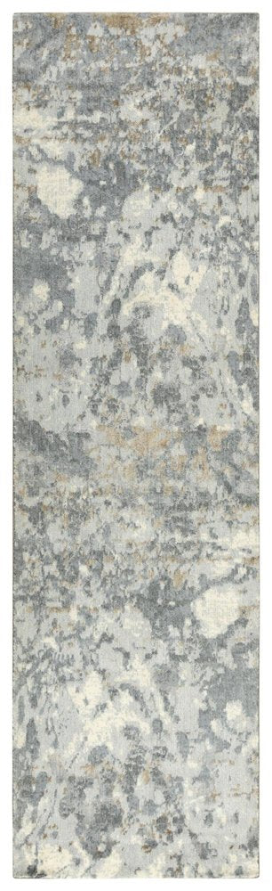 8' Gray Light Gray Beige And Ivory New Zealand Lambs Wool Abstract Hand Carved Handmade Area Rug