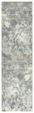 8' Gray Light Gray Beige And Ivory New Zealand Lambs Wool Abstract Hand Carved Handmade Area Rug