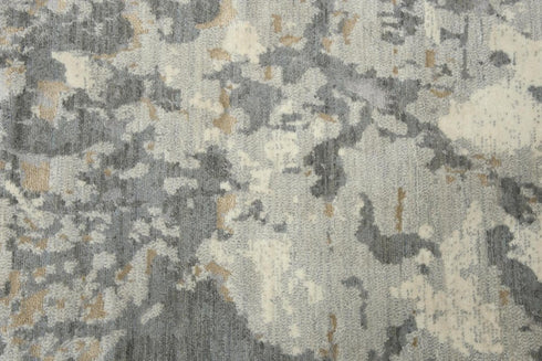 8' X 10' Gray Light Gray Beige And Ivory New Zealand Lambs Wool Abstract Hand Carved Handmade Area Rug