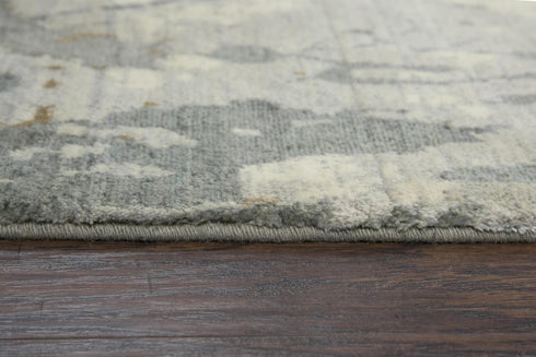 8' X 10' Gray Light Gray Beige And Ivory New Zealand Lambs Wool Abstract Hand Carved Handmade Area Rug