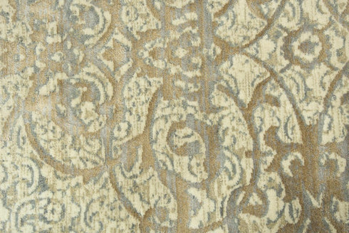 8' Beige And Natural New Zealand Lambs Wool Medallion Hand Carved Handmade Area Rug