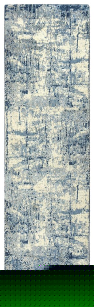 8' Blue Light Blue Gray And Ivory New Zealand Lambs Wool Abstract Hand Carved Handmade Area Rug