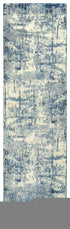 8' Blue Light Blue Gray And Ivory New Zealand Lambs Wool Abstract Hand Carved Handmade Area Rug