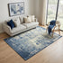 5' X 8' Blue Light Blue Gray And Ivory New Zealand Lambs Wool Abstract Hand Carved Handmade Area Rug