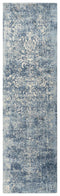8' Blue Gray Beige And Ivory New Zealand Lambs Wool Oriental Hand Carved Handmade Area Rug