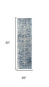 8' Blue Gray Beige And Ivory New Zealand Lambs Wool Oriental Hand Carved Handmade Area Rug