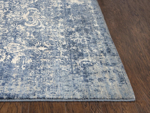 9' X 12' Blue Gray Beige And Ivory New Zealand Lambs Wool Oriental Hand Carved Handmade Area Rug