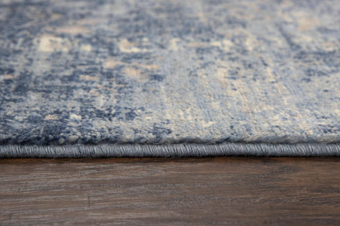 9' X 12' Blue Gray Beige And Ivory New Zealand Lambs Wool Oriental Hand Carved Handmade Area Rug