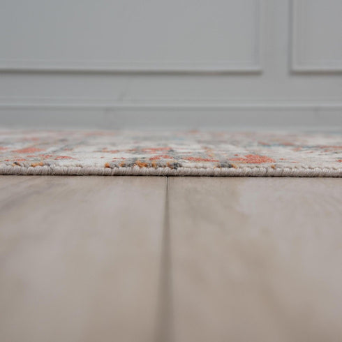 8' X 10' Gray Beige Orange Red And Blue New Zealand Lambs Wool Abstract Hand Carved Handmade Area Rug