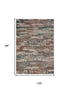 8' X 10' Gray Beige Orange Red And Blue New Zealand Lambs Wool Abstract Hand Carved Handmade Area Rug