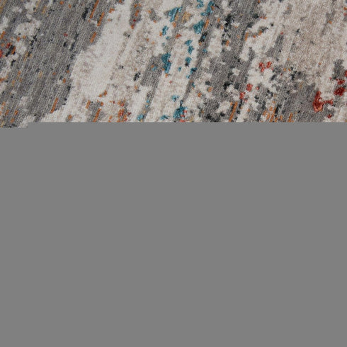 9' X 12' Gray Beige Orange Red And Blue New Zealand Lambs Wool Abstract Hand Carved Handmade Area Rug