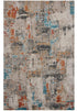 8' Beige Yellow Orange Blue Ivory Gray Charcoal And Red New Zealand Lambs Wool Abstract Hand Carved Handmade Area Rug