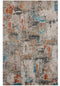 8' X 10' Beige Yellow Orange Blue Ivory Gray Charcoal And Red New Zealand Lambs Wool Abstract Hand Carved Handmade Area Rug