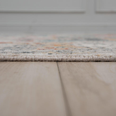 8' X 10' Beige Yellow Orange Blue Ivory Gray Charcoal And Red New Zealand Lambs Wool Abstract Hand Carved Handmade Area Rug