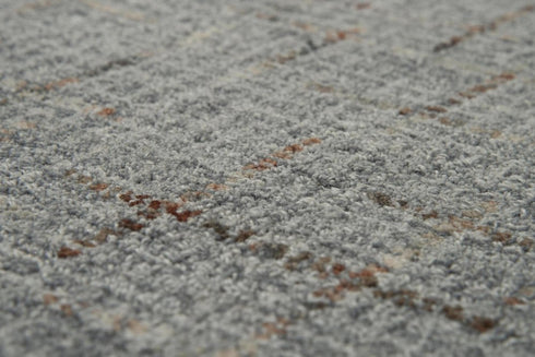 8' X 10' Gray Brown Beige And Ivory Wool Checkered Hand Tufted Area Rug