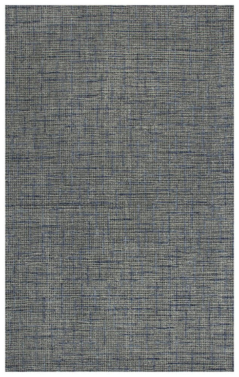 8' X 10' Blue Dark Blue Black And Ivory Wool Checkered Hand Tufted Area Rug