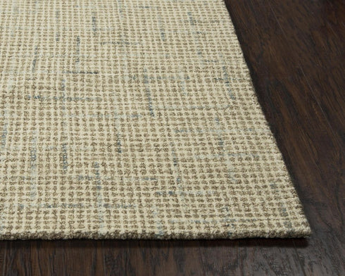 8' X 10' Beige Brown Gray And Ivory Wool Checkered Hand Tufted Area Rug