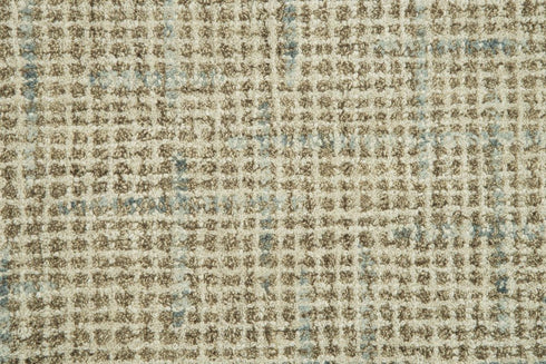 8' X 10' Beige Brown Gray And Ivory Wool Checkered Hand Tufted Area Rug