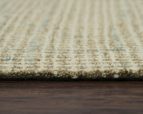 8' X 10' Beige Brown Gray And Ivory Wool Checkered Hand Tufted Area Rug