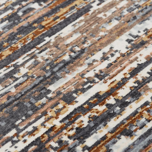 8' X 10' Charcoal Brown Rust Beige And Ivory Abstract Hand Carved Handmade Area Rug