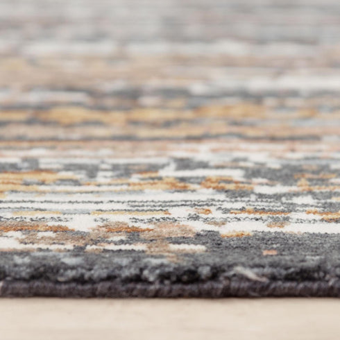 8' X 10' Charcoal Brown Rust Beige And Ivory Abstract Hand Carved Handmade Area Rug