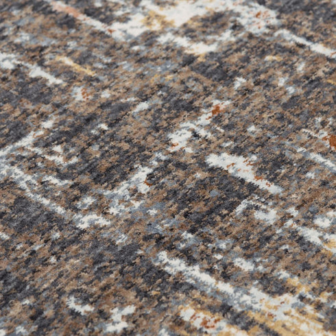 8' Brown And Gray Abstract Hand Carved Handmade Area Rug