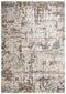 8' Ivory Brown And Gray Abstract Hand Carved Handmade Area Rug