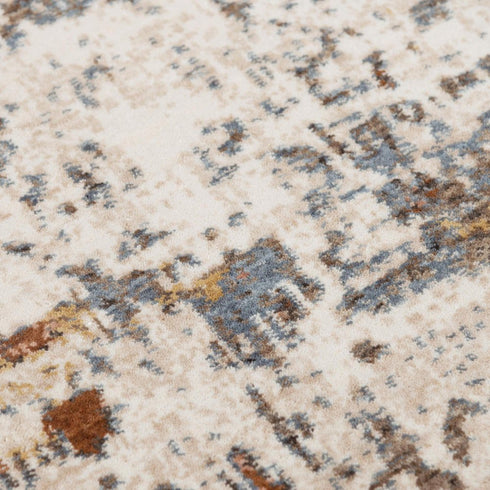 8' Ivory Brown And Gray Abstract Hand Carved Handmade Area Rug